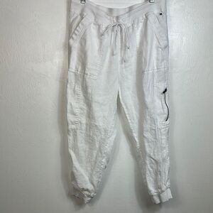 Tommy Hilfiger Linen White Drawstring Waist Jogger Pants Size M